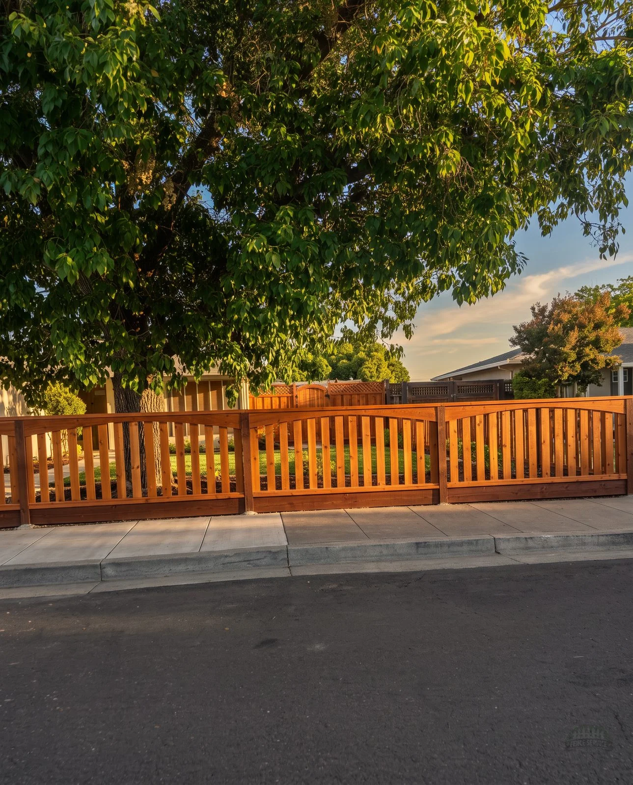 Modern horizontal brown wood fence